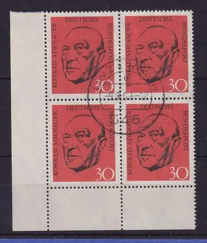 Bundesrepublik 1968 Adenauer Mi.-Nr. 567 Eckrandviererblock UL  gestempelt