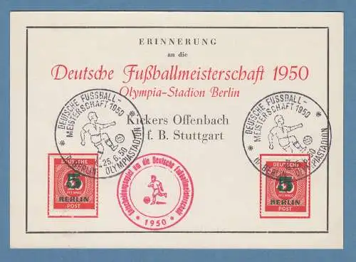 Deutsche Fußballmeisterschaft 1950 Olympia-Stadion Berlin Offenbach-Stuttgart 