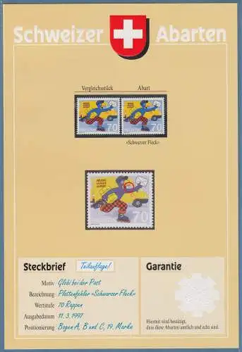 Schweiz 1997 Globi bei der Post mit Plattenfehler blauer Fleck Mi.-Nr. 1610 I **