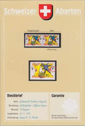 Schweiz 1992 Zirkus mit Plattenfehler offenes Auge Mi.-Nr. 1479 I **