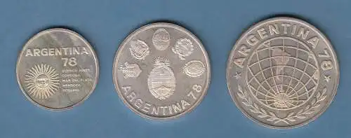 Argentinien Fußball-WM 1978, Satz 3 Silbermünzen 1000-2000-3000 Pesos