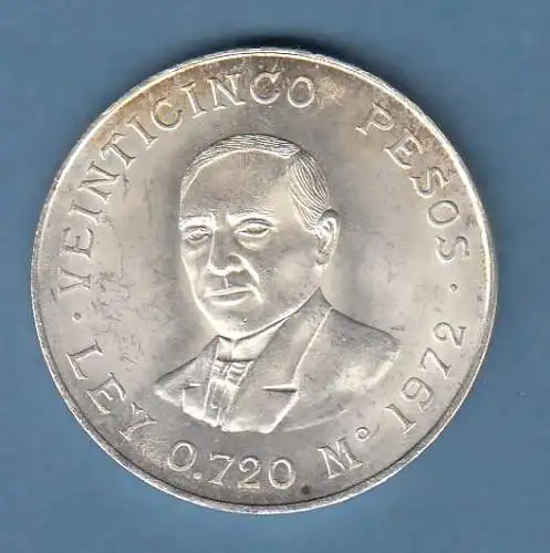 Mexiko Silbermünze 1972 25 Pesos Benito Pablo Juárez García 22,5g Ag 720