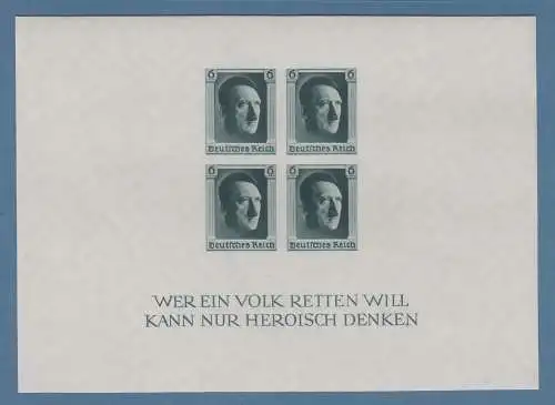 Deutsches Reich 1937 zum 48. Geburtstag von Adolf Hitler Mi.-Nr. Block 8 **