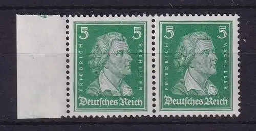 Dt. Reich 1926 Friedrich Schiller 5 Pfg  Mi.-Nr. 388 Seitenrandpaar ** 