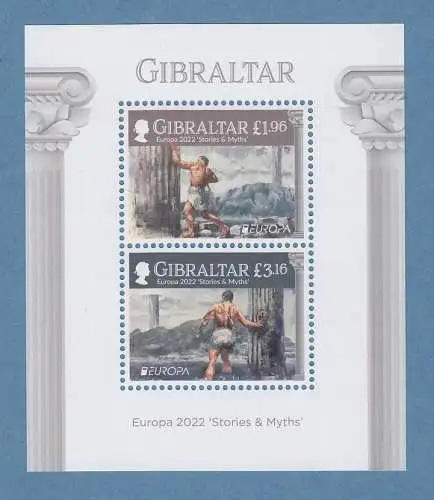 Gibraltar 2022 EUROPA Herkules an der Straße von Gibraltar Mi.-Nr. Block 150 **