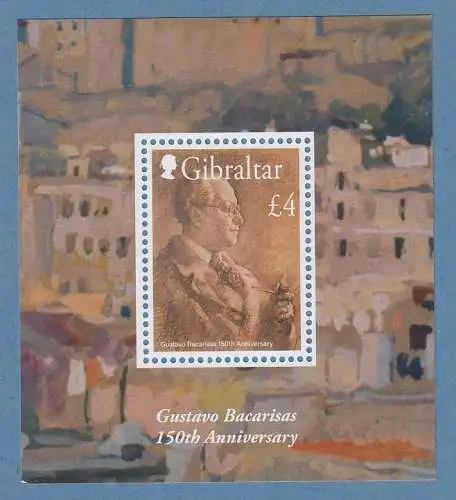 Gibraltar 2023 Maler Gustavo Bacarisas Sebstportrait  Mi.-Nr. Block 153 **