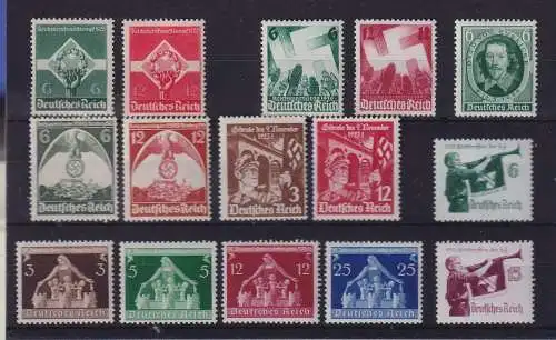 Dt. Reich 1935/36 Lot 15 Werte postfrisch **