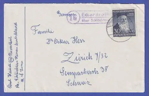 Bund 1952 Mi-Nr. 159 als EF auf Brief mit Landpost-O Eckardroth über Schlüchtern