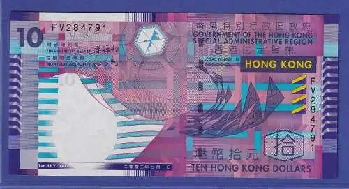 Banknote China Hongkong 10 Hongkong-Dollar 2002 kassenfrisch