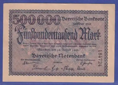 Bayern 1923 Banknote 500000 Mark der Bayerischen Notenbank leicht gebraucht