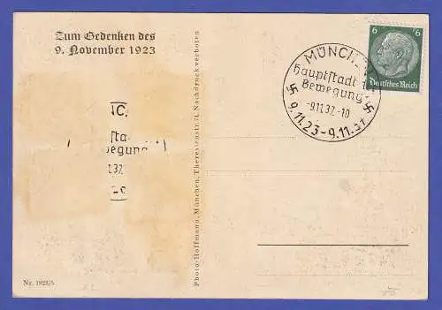 Dt. Reich NS-Propaganda-Bildpostkarte Tote des 9.11.23 O MÜNCHEN 1937