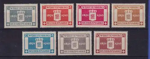 Württemberg 1916 Dienstmarken Regierungsjubiläum Mi-Nr. 123-129 postfrisch **