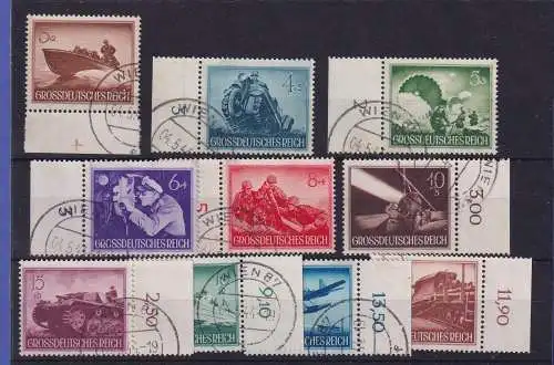 Dt. Reich 1944 Lot 9 Randstücke aus Mi-Nr. 873-885 gestempelt