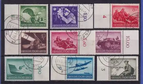 Dt. Reich 1944 Lot 9 Randstücke aus Satz Mi-Nr. 873-885 gestempelt