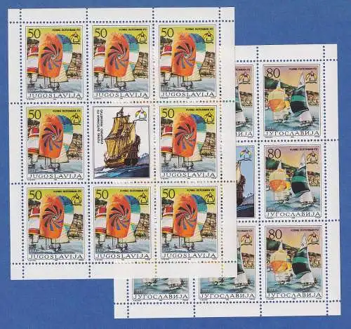 Jugoslawien 1986 Kleinbogen Mi.-Nr. 2167-2168 Eur. Flying-Dutchman Klasse **