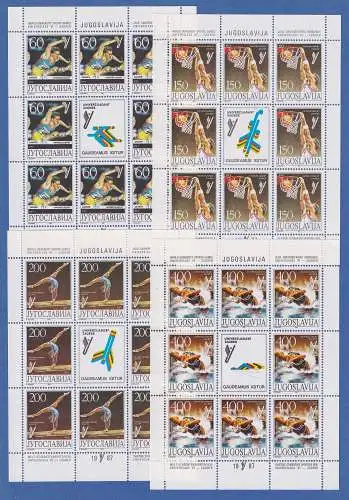 Jugoslawien 1987 Kleinbogen Mi.-Nr. 2230-2233 Universiade '87 Zagreb **