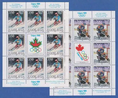 Jugoslawien 1988 Kleinbogen Mi.-Nr. 2264-2265 Olympische Winterspiele Calgary **