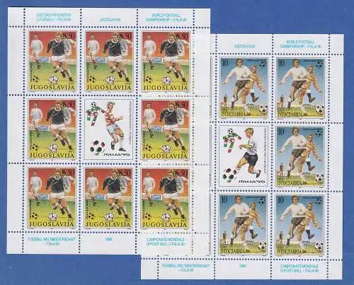 Jugoslawien 1990 Kleinbogen Mi.-Nr. 2412-13 Fußball-Weltmeisterschaft Italien **