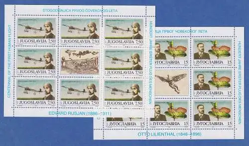 Jugoslawien 1991 Kleinbogen Mi.-Nr. 2473-74 Flugversuch von Otto Lilienthal **