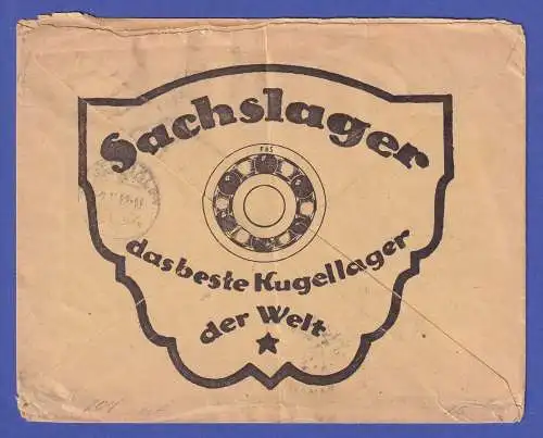 Dt. Reich Mi.-Nr. 204 Dreierstreifen etc. in MiF auf Auslandsbrief O SCHWEINFURT