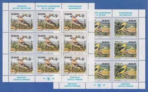 Jugoslawien 1993 Kleinbogen Mi.-Nr. 2620-2621 Europäischer Naturschutz **