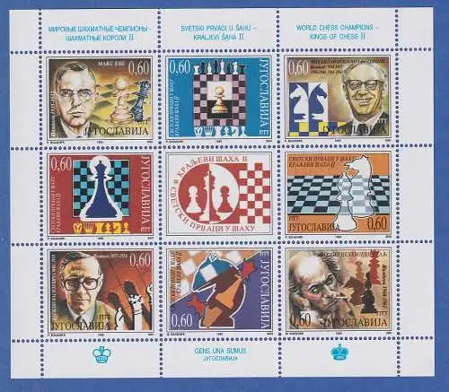 Jugoslawien 1995 Kleinbogen Mi.-Nr. 2723-30 Schach-WM und Schachfiguren **