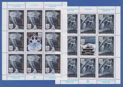 Jugoslawien 1998 Kleinbogen Mi.-Nr. 2847-2848 Olympische Winterspiele Nagano **