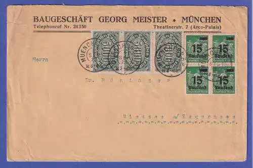 Dt. Reich 1923 Mi.-Nr. 256a und 279a in MiF auf Brief O MÜNCHEN