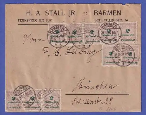 Dt. Reich 10x Mi.-Nr. 326AW als MEF auf Geschäftsbrief O BARMEN