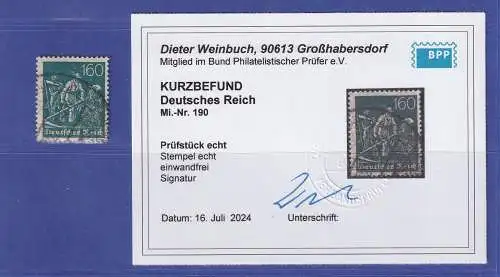 Dt. Reich 160 Pfg. Mi.-Nr. 190  gestempelt  KB WEINBUCH BPP