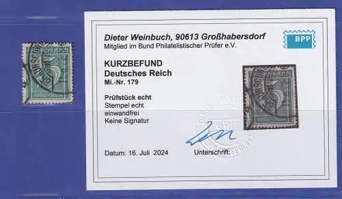 Dt. Reich 15 Pfg. Mi.-Nr. 179  O BRAUNSCHWEIG  KB WEINBUCH BPP