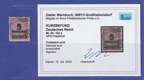 Dt. Reich Korbdeckel 5Mrd. Mark Mi.-Nr. 332a OPD Frankfurt  O  KB WEINBUCH BPP