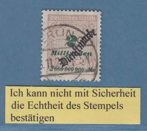 Dt. Reich Infla-Dienstmarke Mi.-Nr. 84, laut Weinbuch BPP O nicht sicher prüfbar