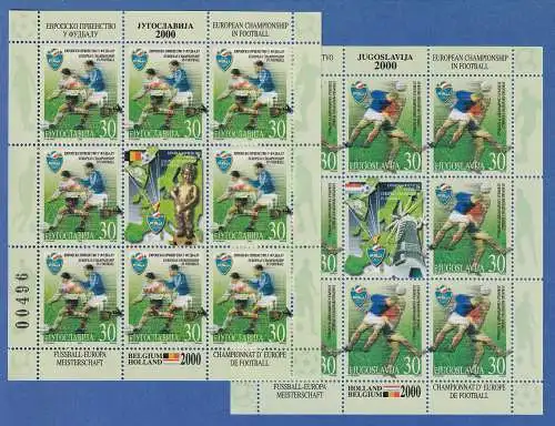 Jugoslawien 2000 Kleinbogen Mi.-Nr. 2977-2978 Fußball-EM Belgien / Niederl.  **