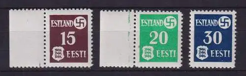 Dt. Besetzung 2.WK Estland Landespost Mi.-Nr. 1-3x gestrichenes Papier **