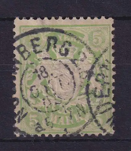 Bayern Wappen 5 Mark gelbgrün Mi.-Nr. 70x O Nürnberg 1905