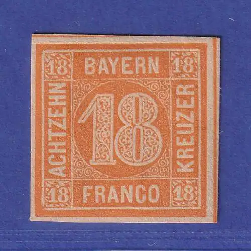 Bayern 18 Kreuzer orange Mi.-Nr. 7 ungebraucht * gpr. PFENNINGER