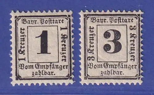 Bayern 1870/71 Portomarken Mi.-Nr. 2-3X postfrisch **