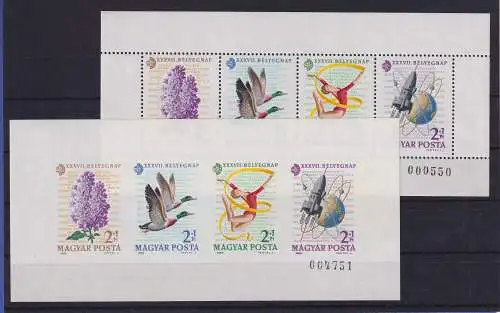 Ungarn 1964 Tag der Briefmarke Mi.-Nr. 2053-2056 Kleinbögen A/B postfrisch **
