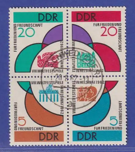 DDR 1962 Weltfestspiele Mi.-Nr. 901-904 Viererblock O SCHWEDT gpr. PAUL BPP
