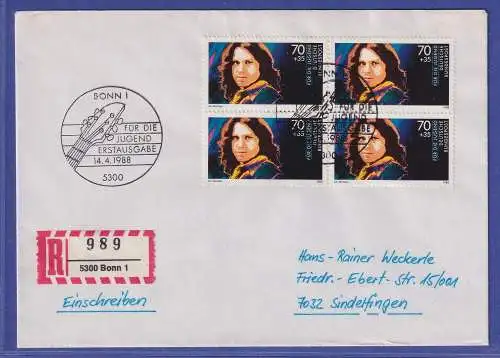 Bund 1988 Pop Jim Morrison Mi.-Nr. 1362 VB als MEF auf R-Brief mit ET-Sonder-O