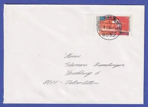 Bund 1988 Sporthilfe Tennis Mi.-Nr. 1354 als EF auf Brief FDC O LOCHHAM