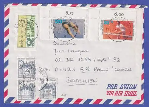 Bund 1988 Sporthilfe Mi.-Nr.1354, 1355 etc. in MiF auf Luftpostbrief O MÜNCHEN