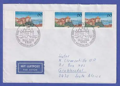 Bund 1988 Meersburg Mi.-Nr. 1376 als MEF auf Luftpostbrief m. ET-So.-O