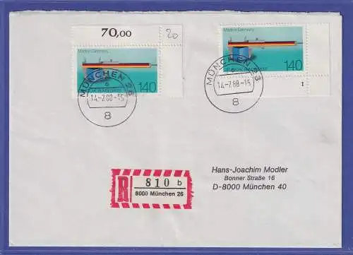 Bund 1988 Made in Germany Mi.-Nr.1378 als MEF auf R-Brief O MÜNCHEN