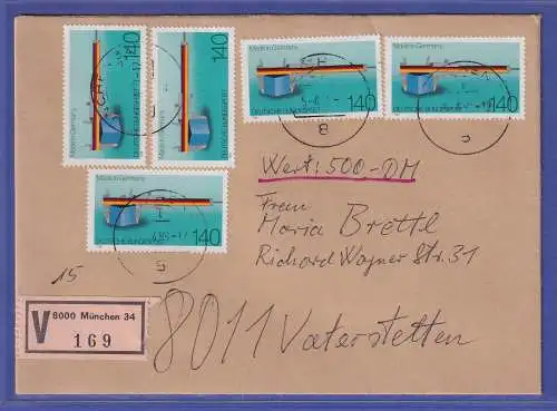 Bund 1988 Made in Germany Mi.-Nr.1378 5x als MEF auf Wertbrief O MÜNCHEN