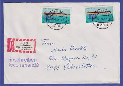 Bund 1988 Made in Germany Mi.-Nr.1378 als MEF auf R-Brief O LUDWIGSHAFEN