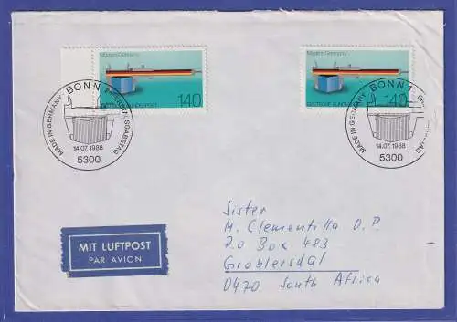 Bund 1988 Made in Germany Mi.-Nr. 1378 als MEF auf Luftpost-Brief mit ET-So.-O