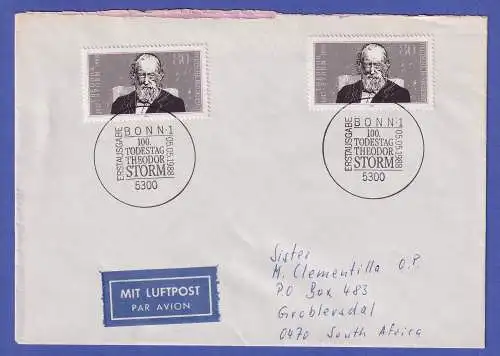 Bund 1988 Theodor Storm Mi.-Nr. 1371 als MEF auf Luftpostbrief mit ET-So.-O