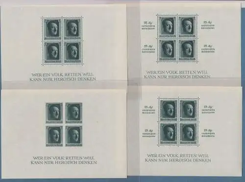 Deutsches Reich 1937 Hitler-Blocks kpl. Garnitur Bl. 7,8,9 und 11 ungebraucht *